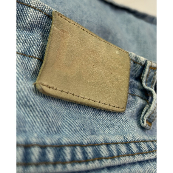 Vtg 80's Lee Light Blue Jean Denim Mom Shorts Bare Back Elastic Waist 10 Grunge - Picture 3 of 8